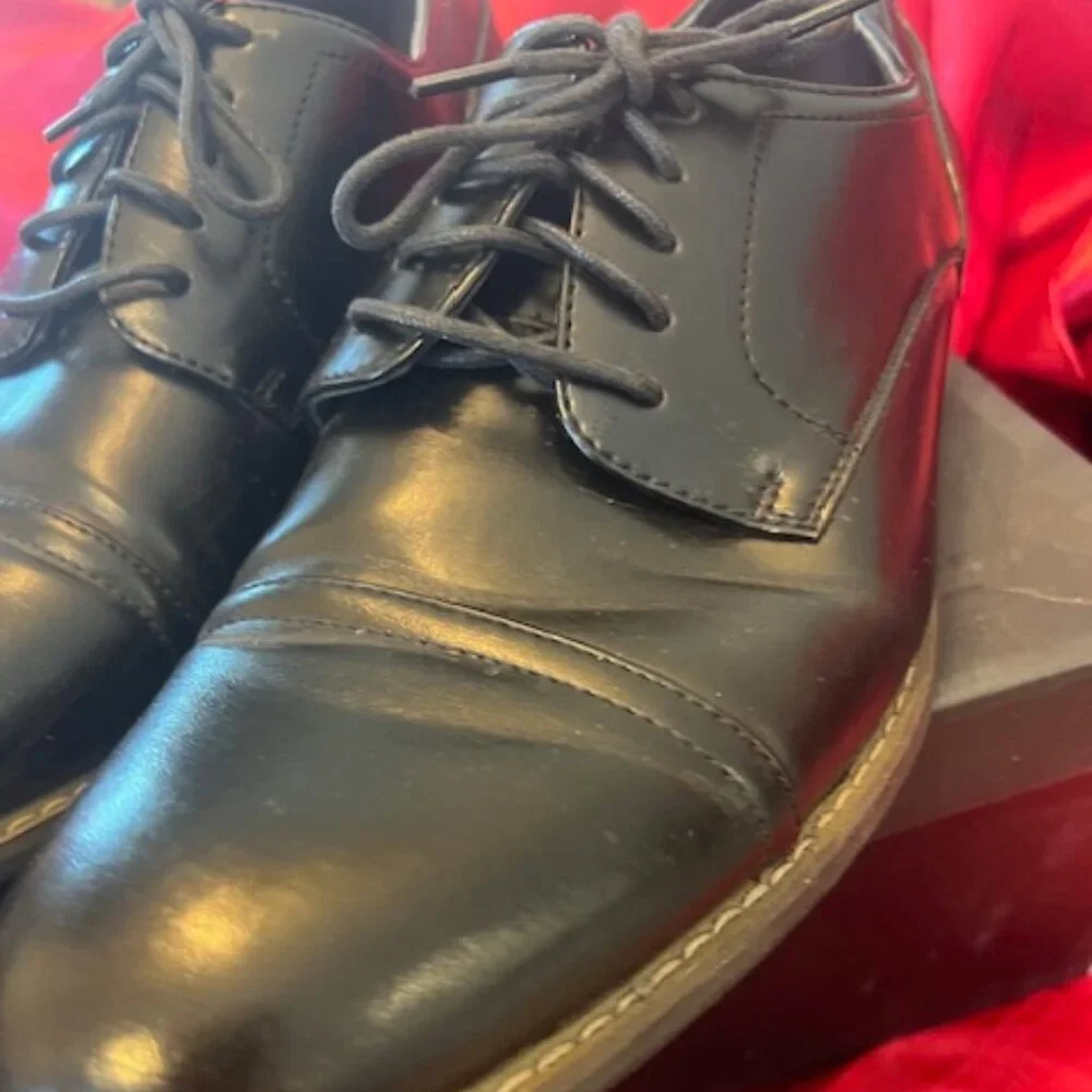 ZRIANG men's classic cap toe lace-up Oxford dress shoes black, size‎ 10.5